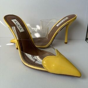 Alaia Clear PVC Yellow Patent Leather Pumps Size 38 Made In Italy